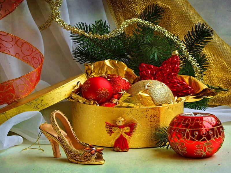 Golden Shoe with Ornaments