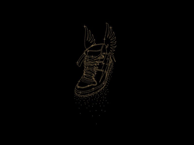 golden shoe with wings