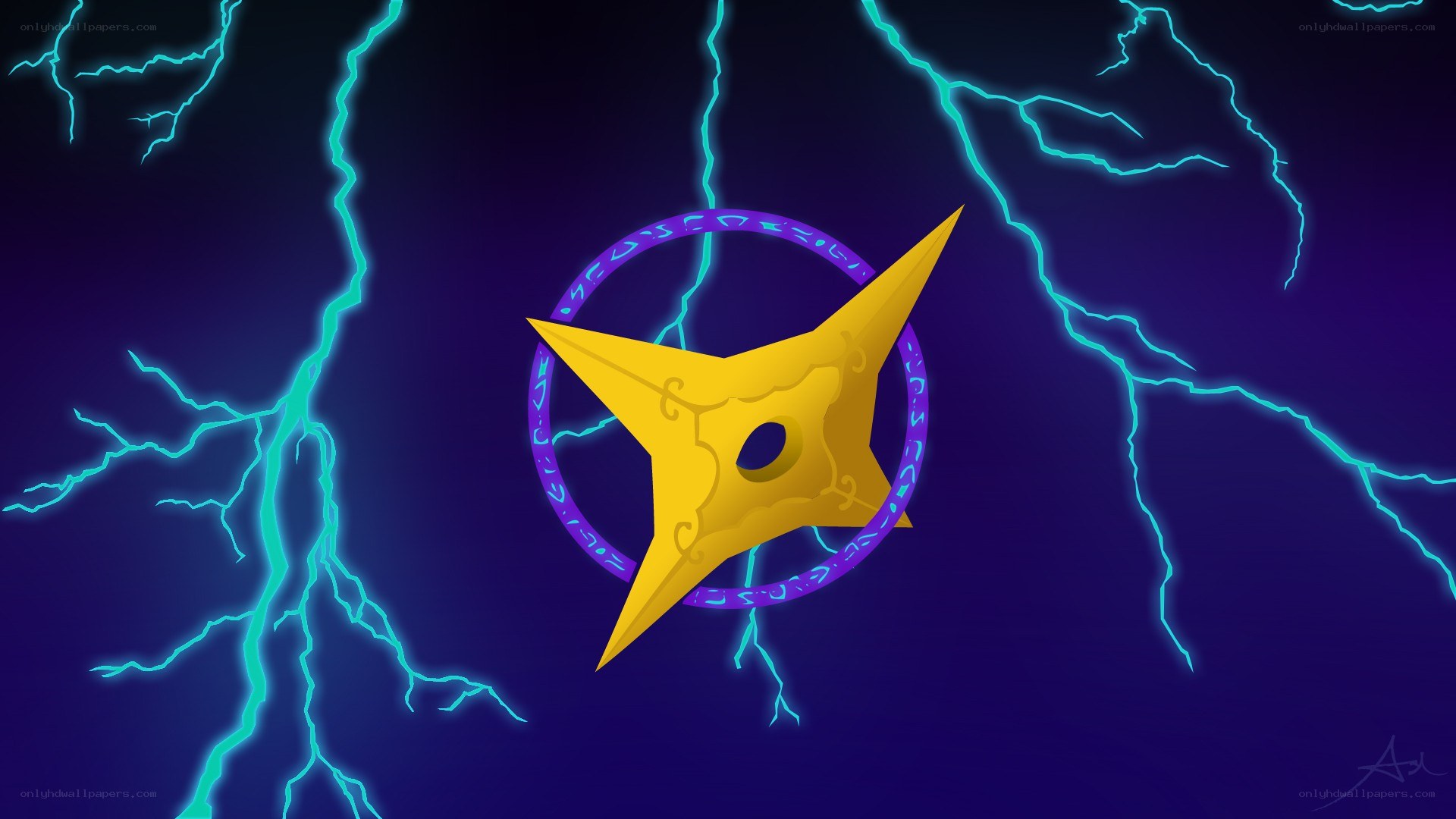 Golden shuriken with lightning