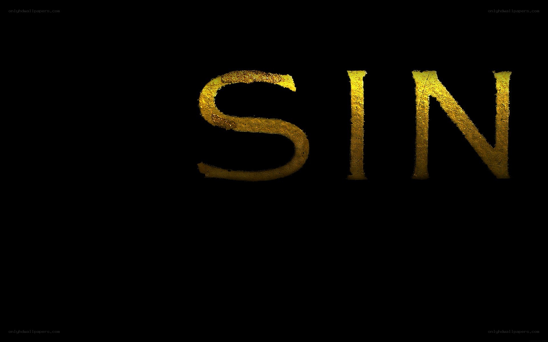 golden sin text on black