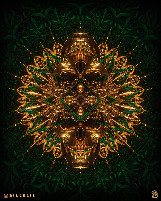 Golden Skull Mandala