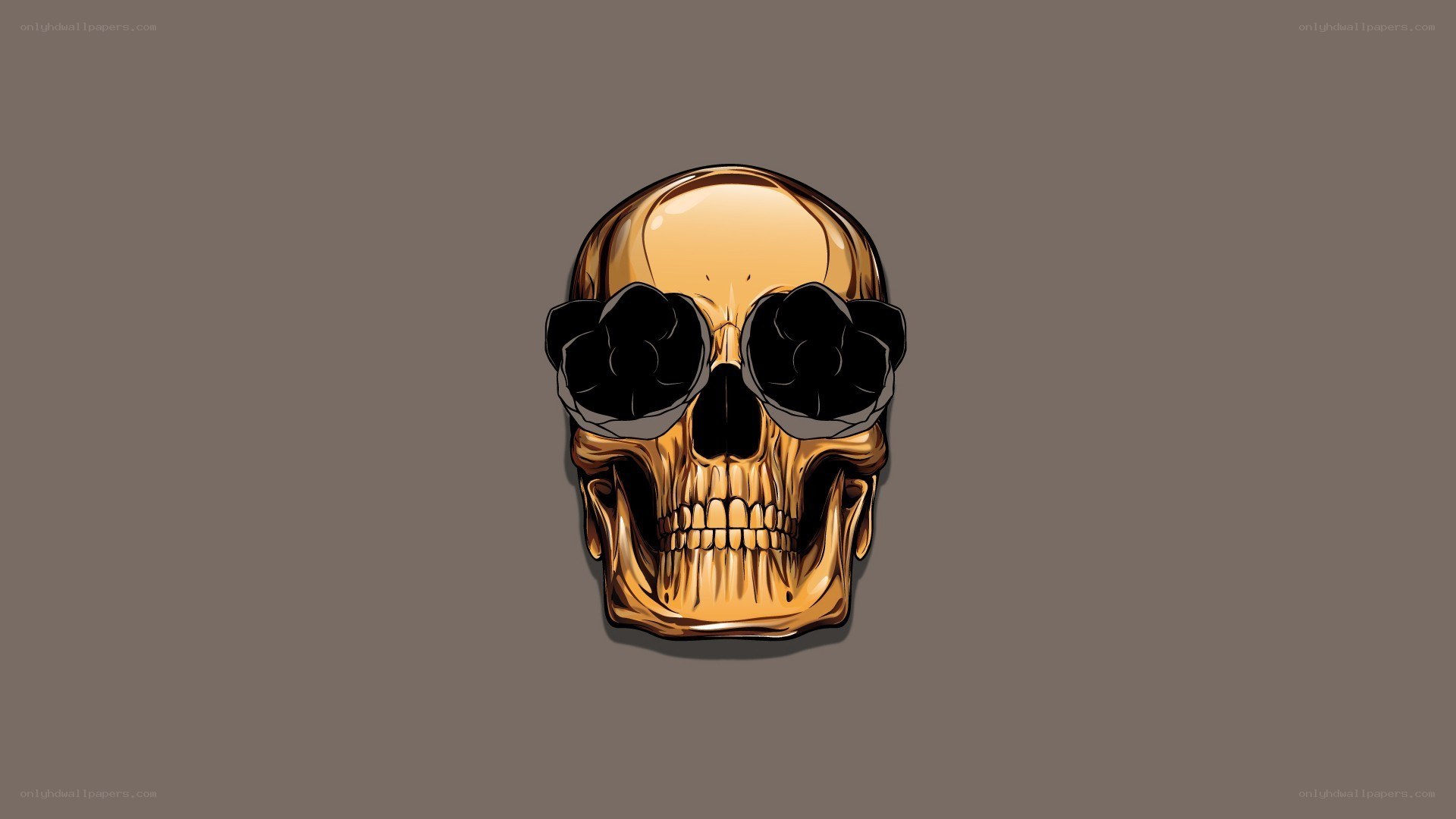 golden skull with sunglasses