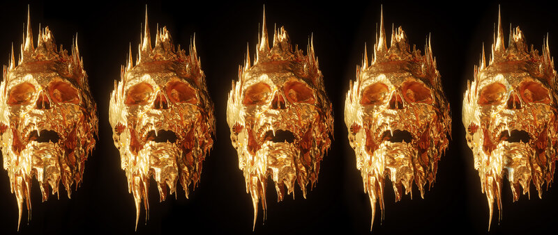 Golden Skulls in Row
