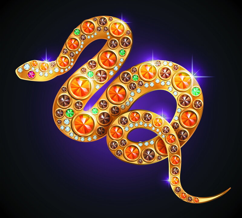 Golden Snake with Gems — Gold