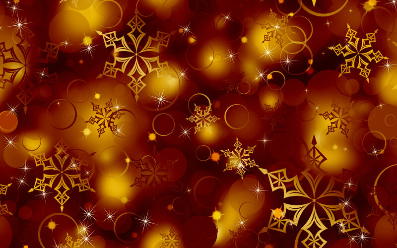 Golden Snowflakes on Red