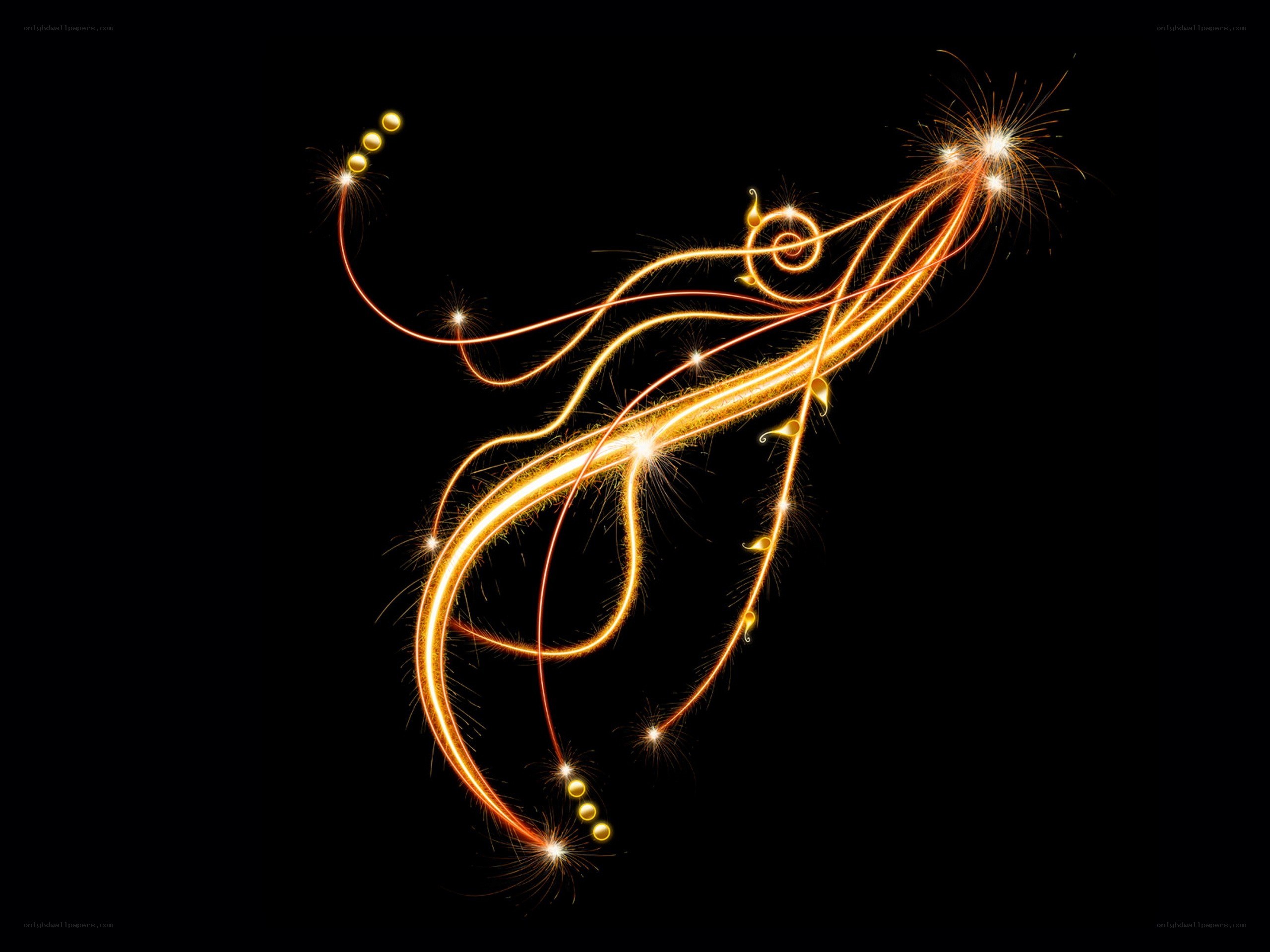 Golden sparkler light art