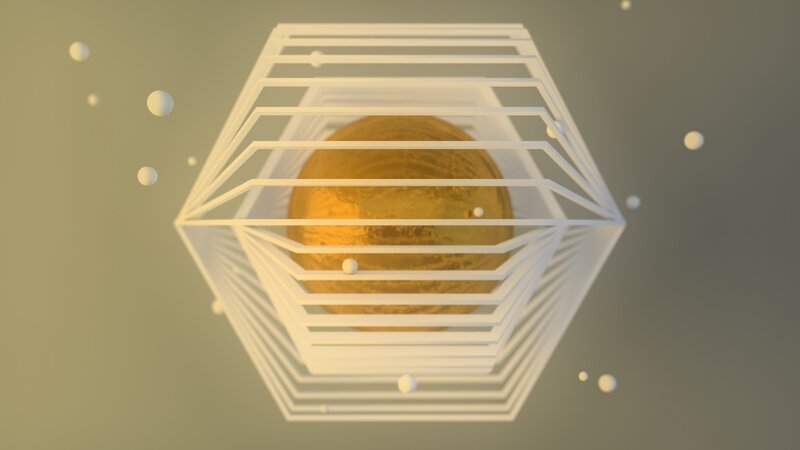Golden Sphere in Cage