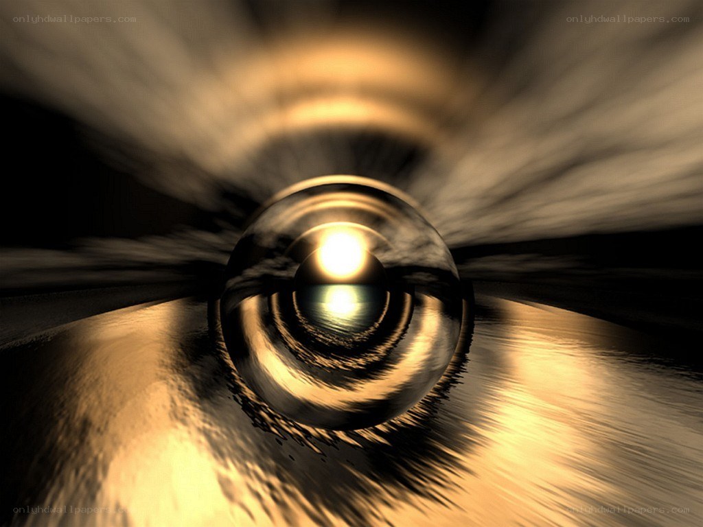 golden sphere in tunnel