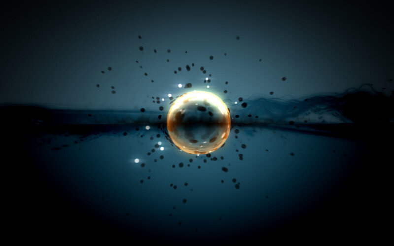 Golden Sphere in Water