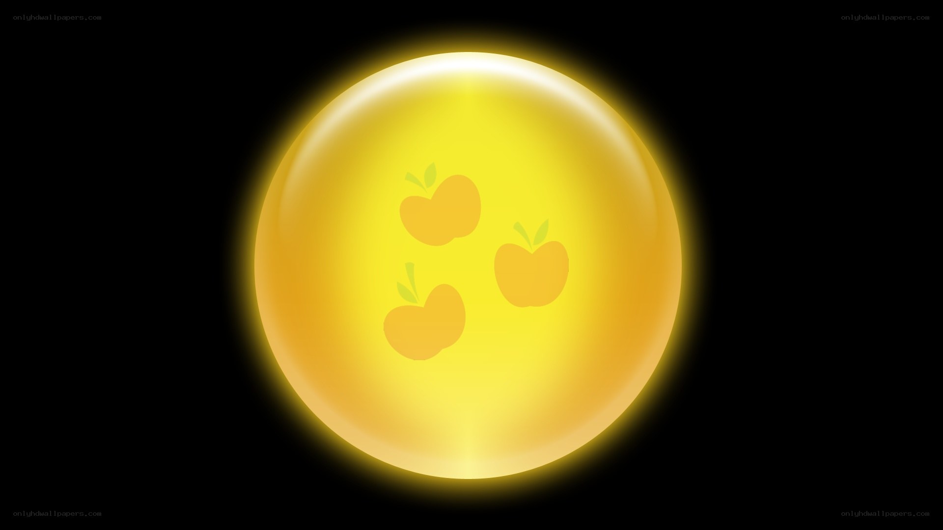 Golden sphere with apple symbols