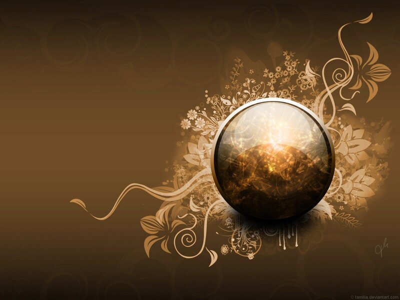 golden sphere with floral design