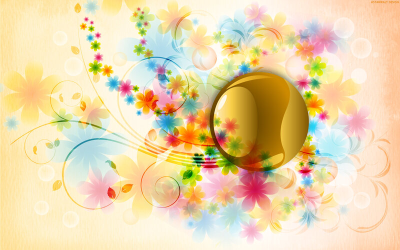 Golden Sphere with Flowers