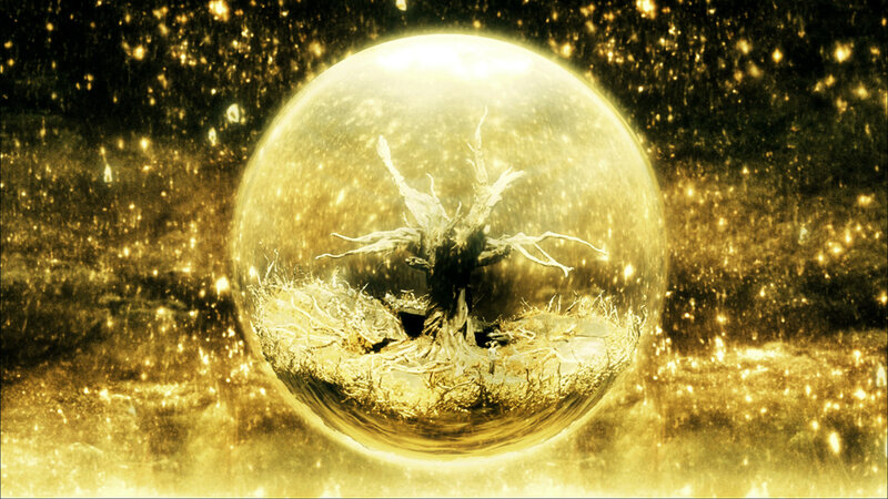golden sphere with tree