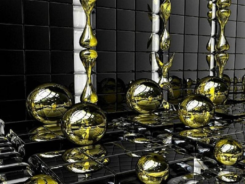 Golden Spheres and Vases — Black