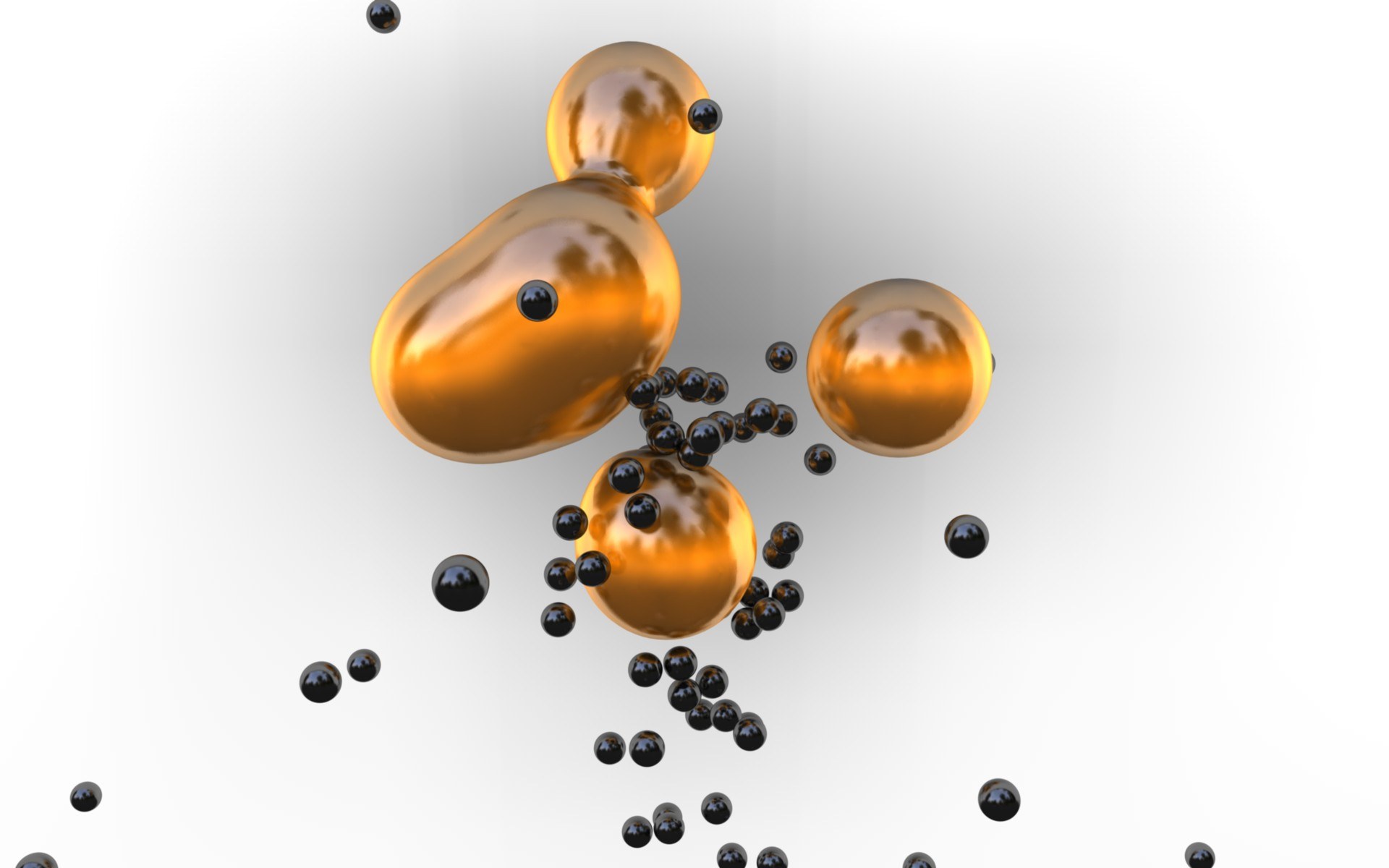 golden spheres floating in space