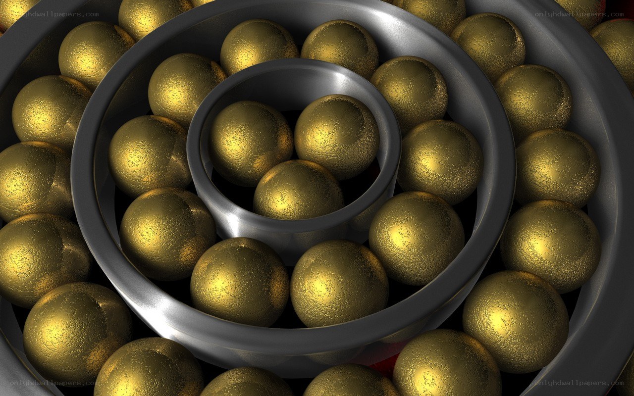 Golden spheres in a mechanical ring
