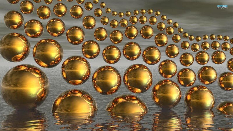 Golden Spheres in Water — Gold