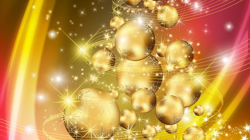Golden Spheres with Sparkles