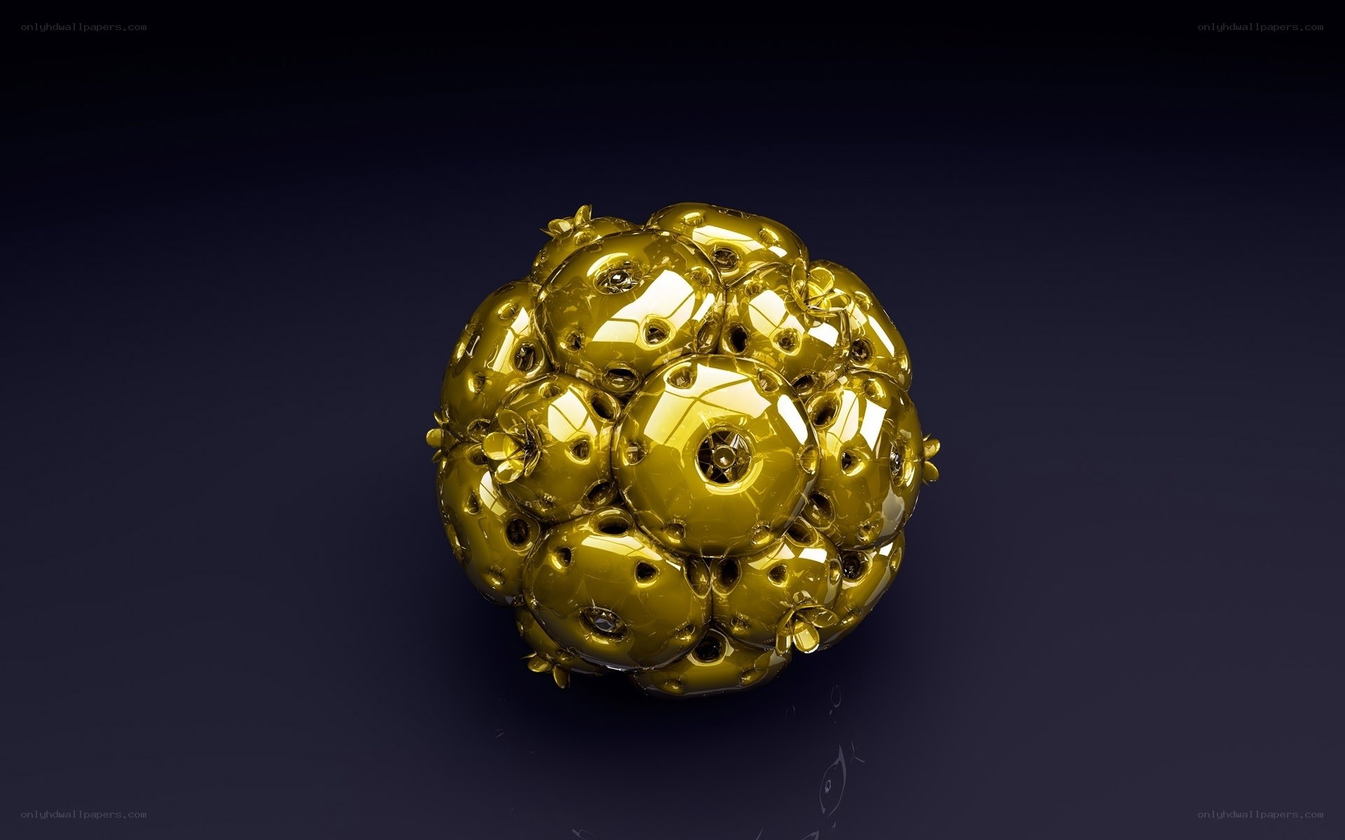 Golden spherical sculpture