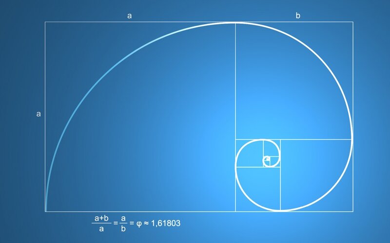 Golden Spiral Diagram — Blue, Calm