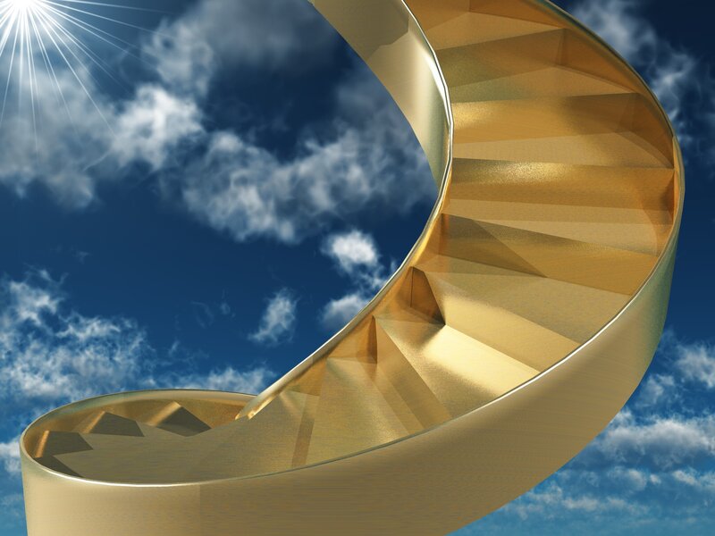 Golden spiral staircase to the sky