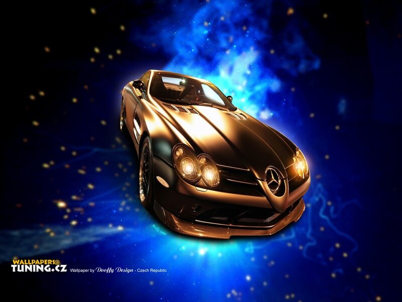 Golden Sports Car — Blue, Dramatic