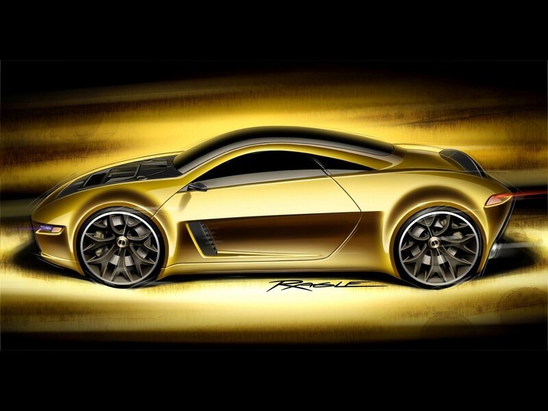 Golden sports car concept