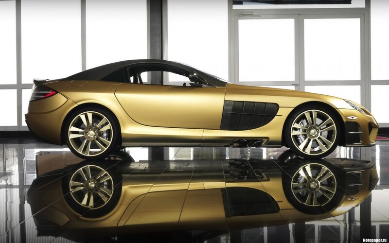 golden sports car display