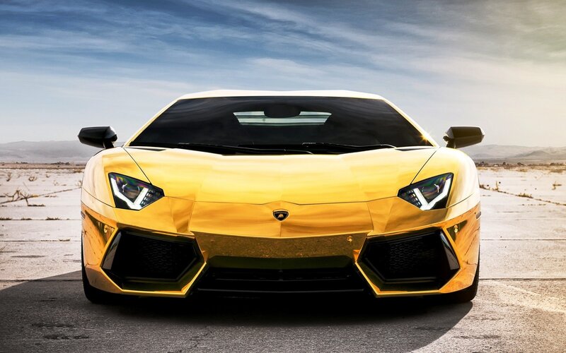 Golden Sports Car — Gold, Dramatic, Afternoon, Photograph, Desert