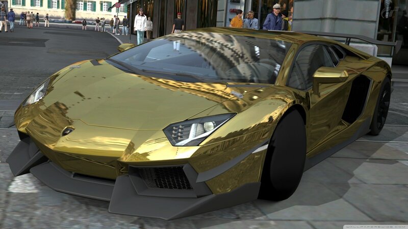 Golden Sports Car — Gold, Urban, Afternoon, 3d Render