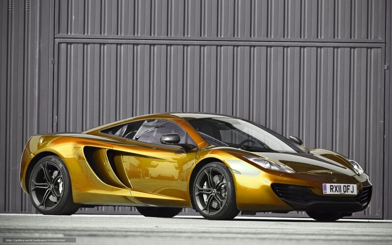golden sports car on display