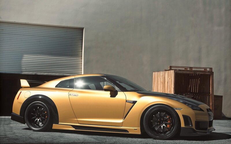 golden sports car parked