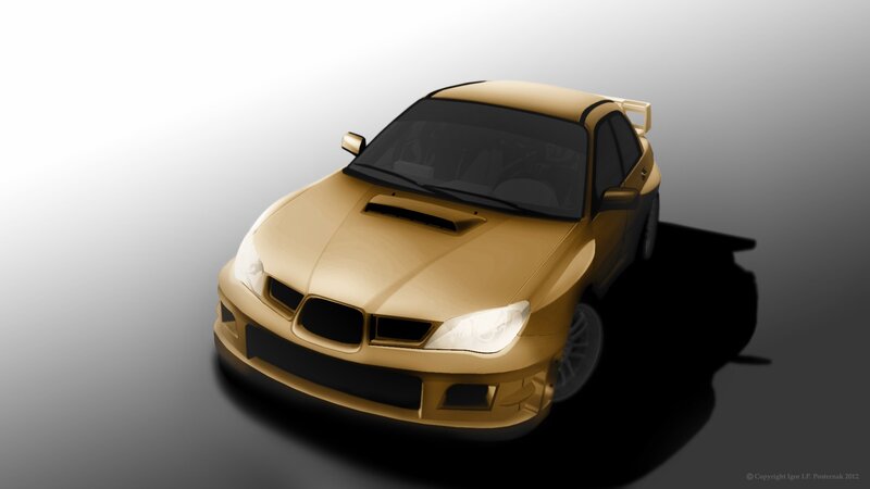 golden sports car render
