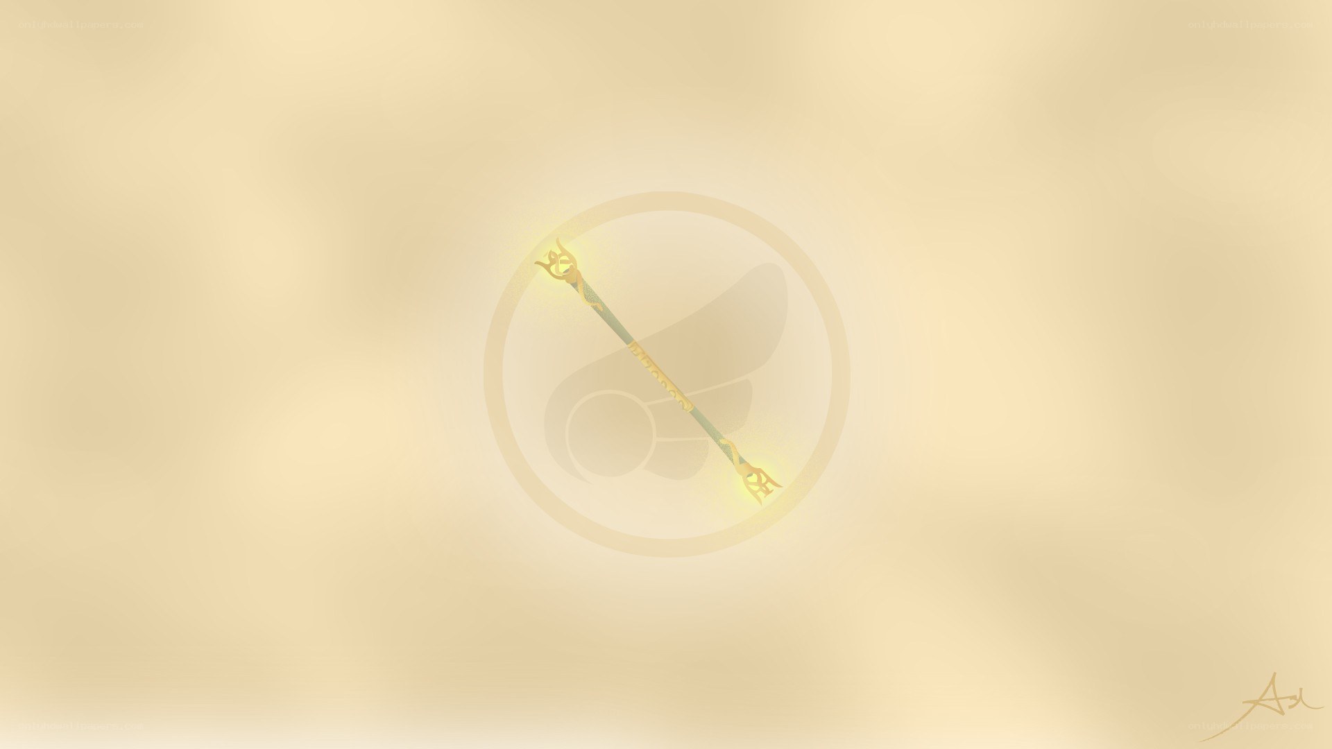 golden staff in a circle