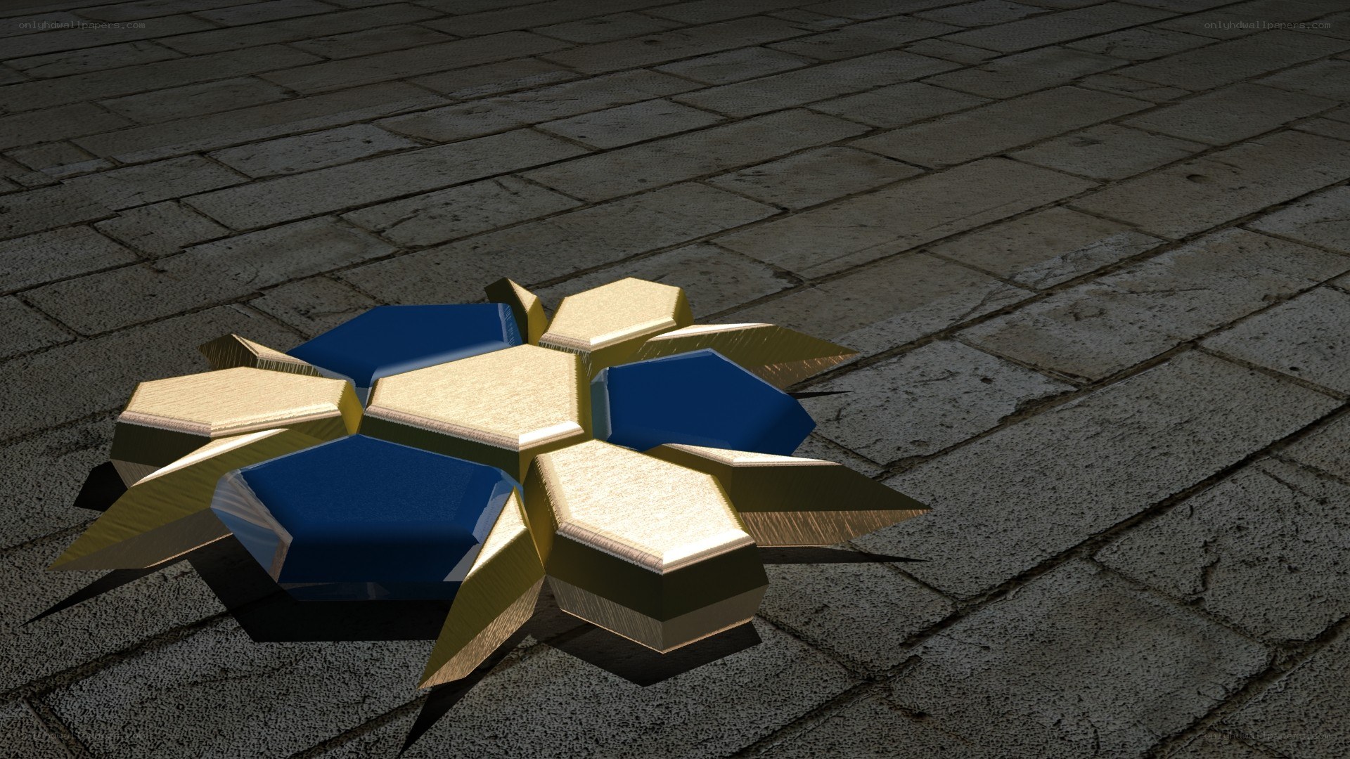 golden star emblem on stone