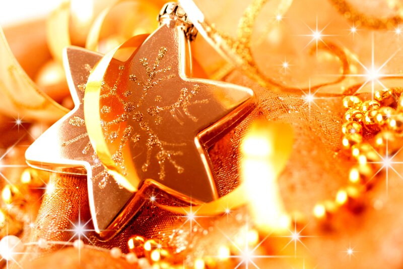 Golden Star Ornament — Gold, Festive, Photograph, Beads