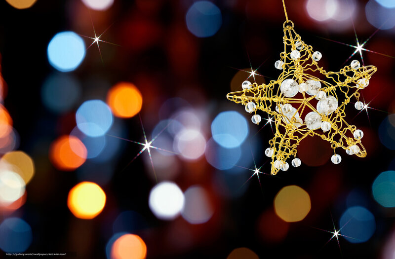 Golden star ornament with bokeh lights