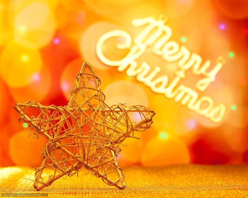 Golden star with Merry Christmas text