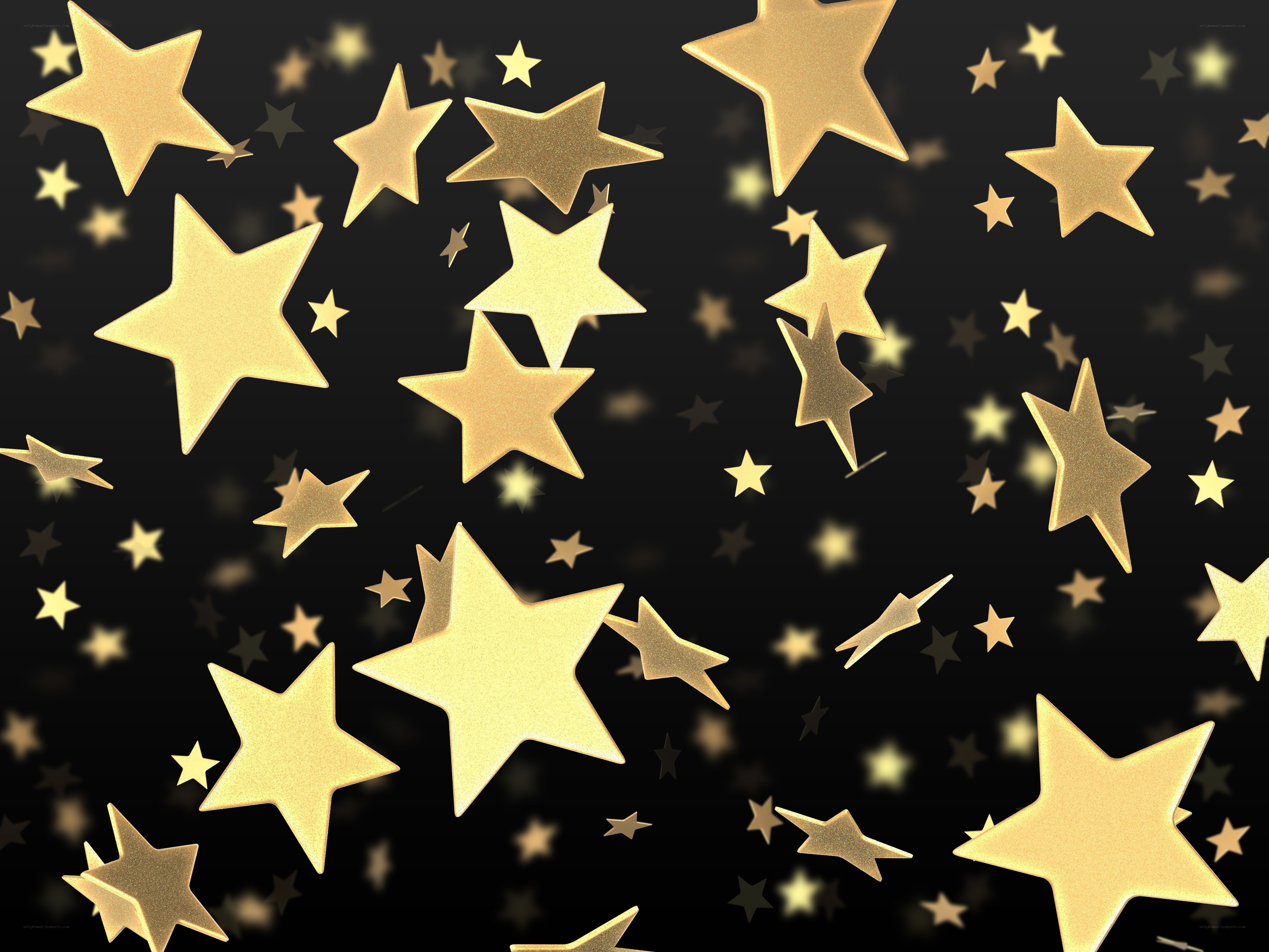 Golden stars on black background