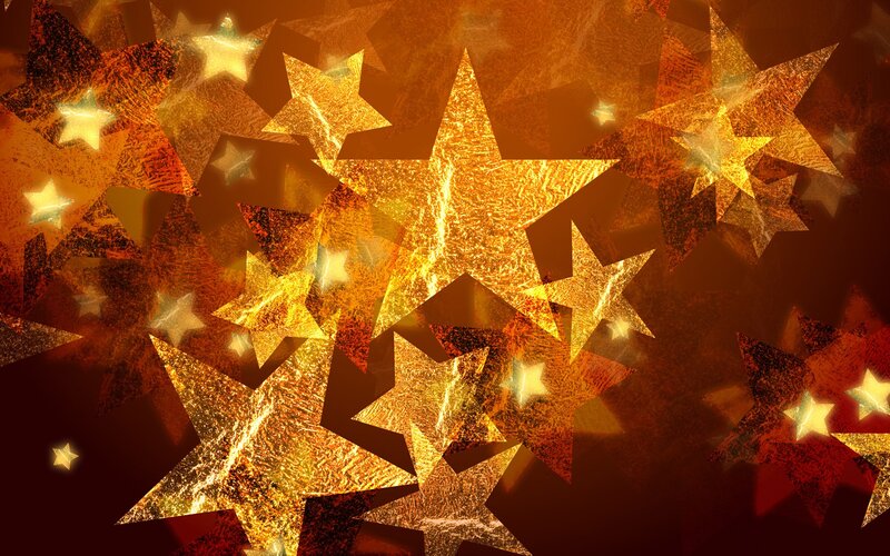 Golden Stars on Dark Background — Gold, Festive