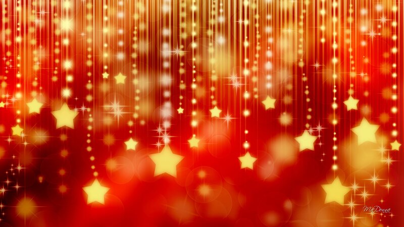 Golden Stars on Red Background