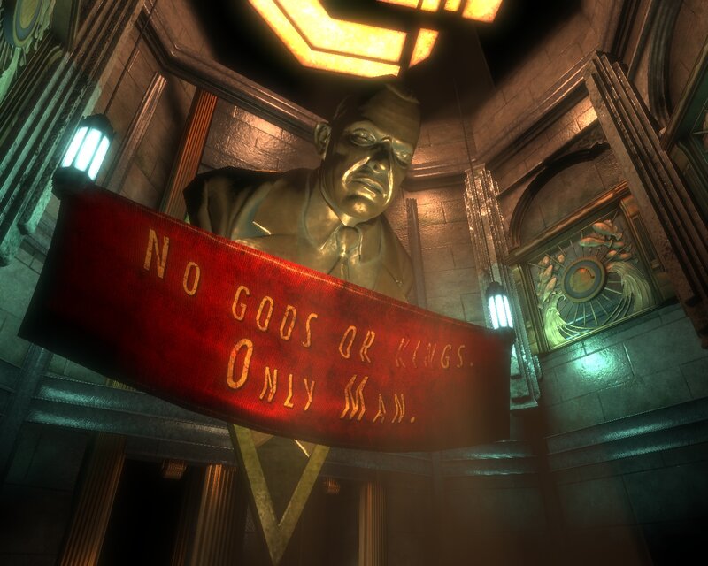 Golden Statue with Banner — Red, Dramatic