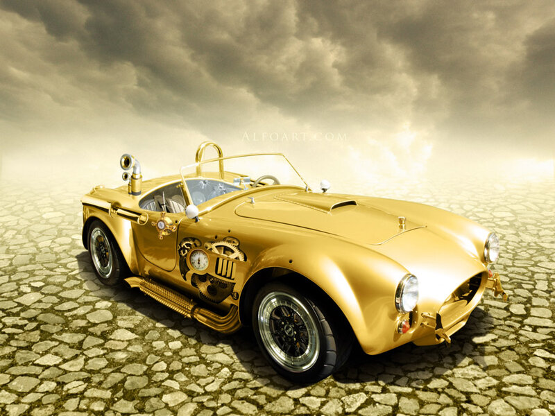 Golden Steampunk Car