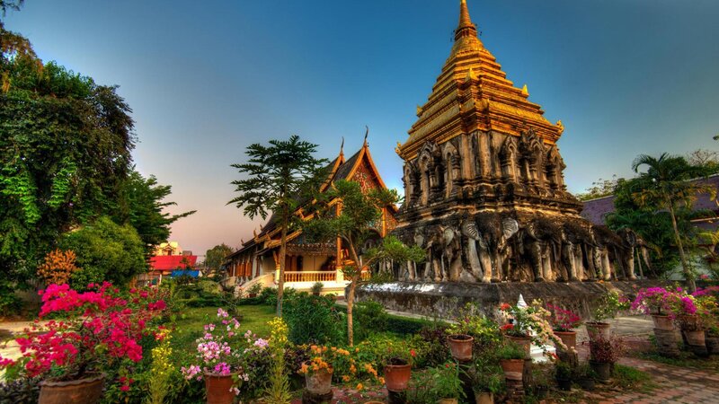 Golden Stupa with Elephants
