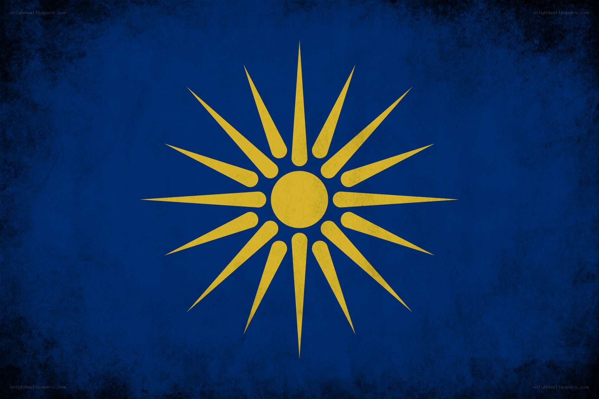 Golden sun on blue background