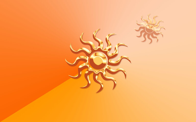 Golden suns on gradient background
