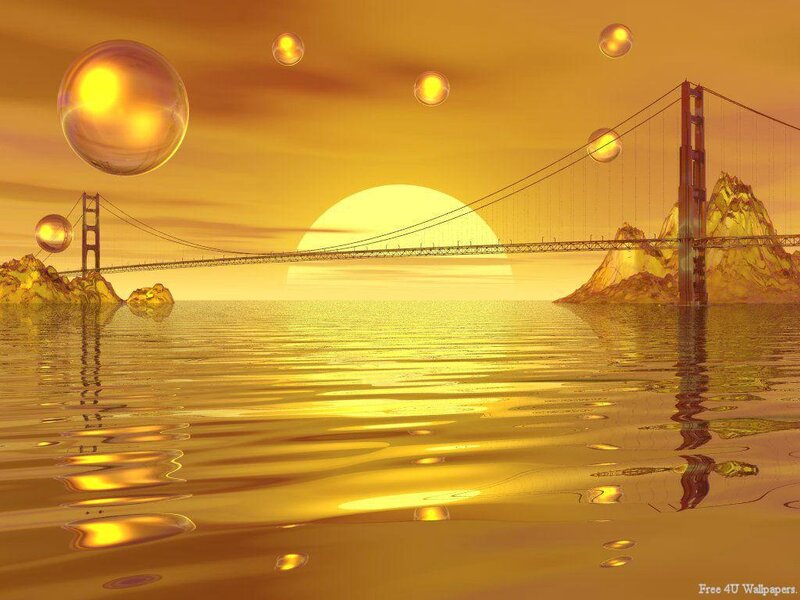 Golden sunset over bridge