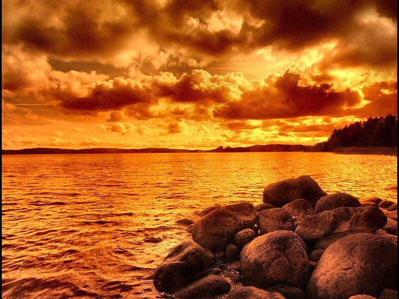 Golden Sunset over Lake