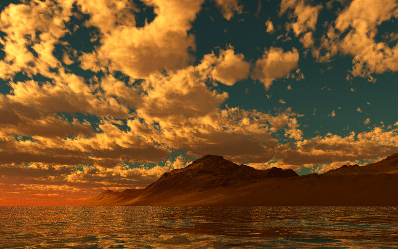 Golden sunset over mountains