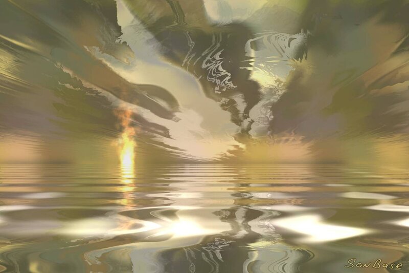 Golden sunset over water